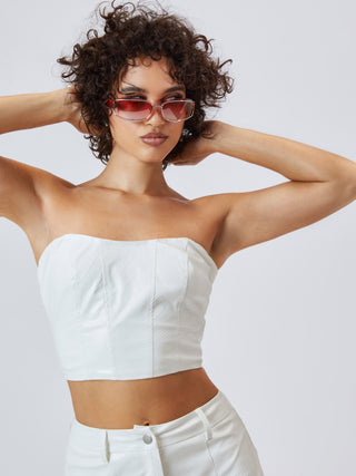Faux Leather Zip Up Tube Top
