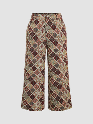 Jacquard Mid Waist Trousers Curve & Plus