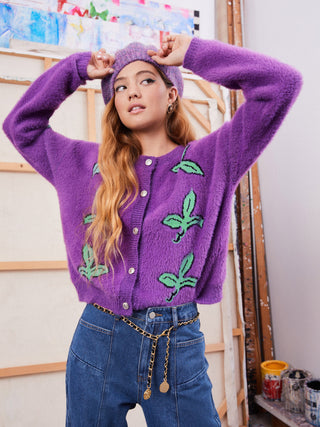 Graphic Button Up Cardigan