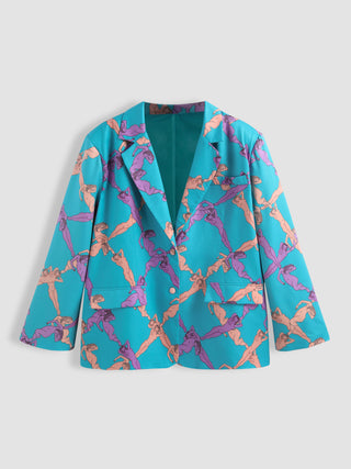 Graphic Pattern Blazer Curve & Plus