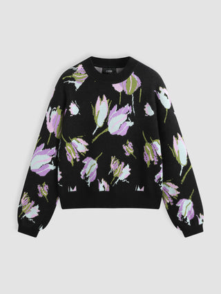 Floral Pattern Long Sleeve Sweater