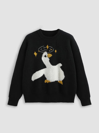 Duck Pattern Oversized Sweater Curve & Plus