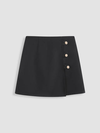 High Waist Rhinestone Flower Mini Skirt