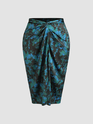 Floral Low Waist Split Maxi Skirt Curve & Plus