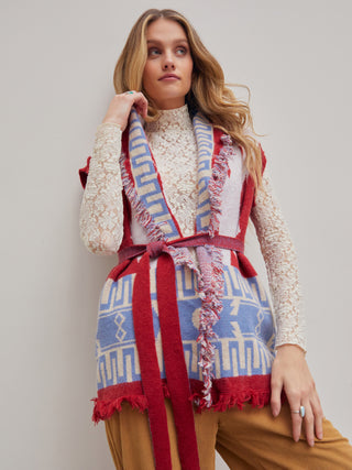 Geometric Bowknot Tassel Knitted Vest