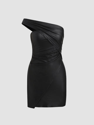 Satin One Shoulder Short Dress