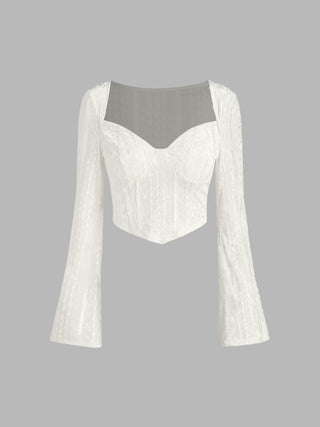 Velvet Texture Bell Sleeve Blouse