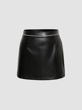Faux Leather Mini Skirt Curve & Plus