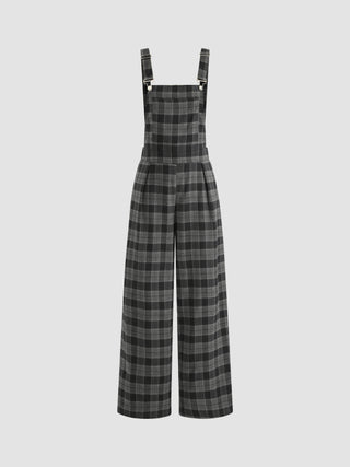 Gingham Pocket Pinafore Wide Leg Jumpsuit