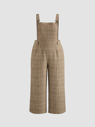 Houndstooth Square Neck Buckle Up Jumpsuit Curve & Plus