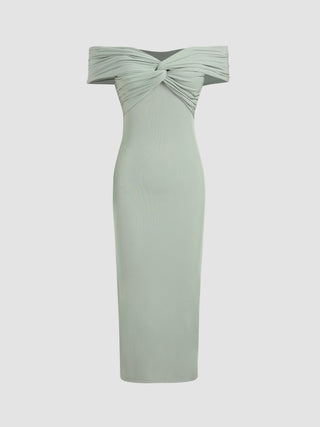 Off-shoulder Twist Midi Dress
