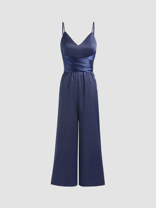 Satin V-neck Cami Jumpsuit