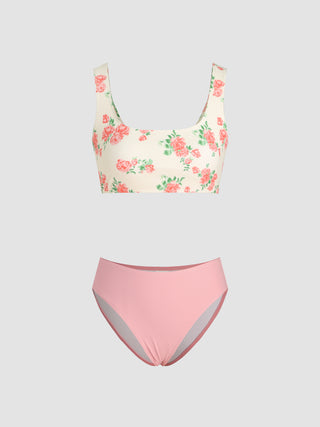 Floral U-neckline Bikini Swimsuit