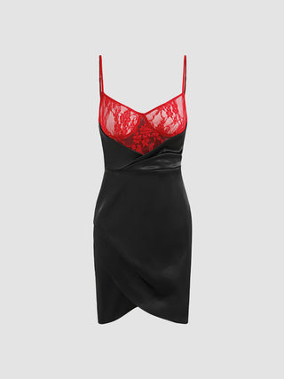 Satin Sweetheart Corset Lace Mini Dress