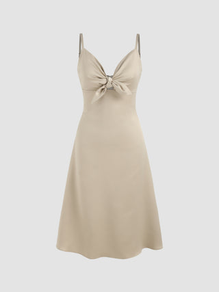 Satin Knotted Cami Midi Dress