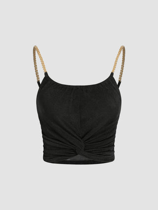 Glitter Twist Chain Detail Cami Crop Top
