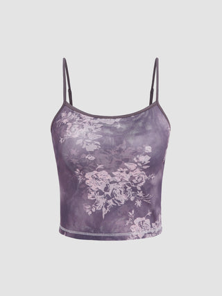 Floral U-neckline Crop Cami Top