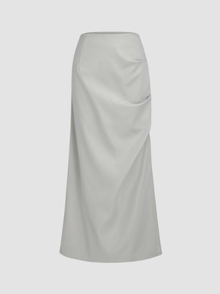 High Waist Split Ruched Maxi Skirt