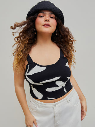 Floral Knitted Cami Crop Top Curve & Plus
