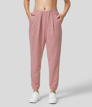 Mid Rise Plicated Side Pocket Yoga Joggers