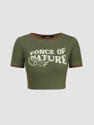 Force Of Nature Contrasting Binding Short Sleeve Top