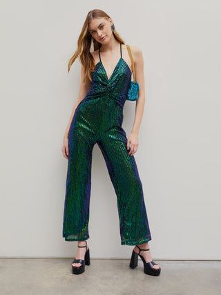 Sequin Twist V-neck Sleeveless Jumpsuit