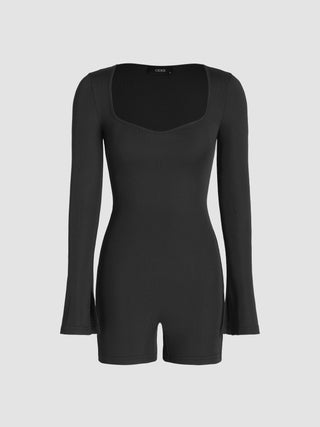 Rib Square Neck Long Sleeve Bodysuit