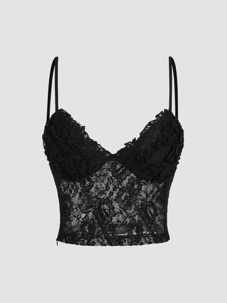 Floral Lace V-neck Cami Crop Top