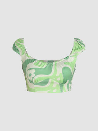 Floral Print Elasticated Crop Top