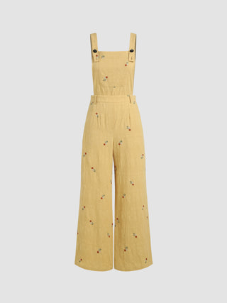 Floral Button Pocket Jumpsuit