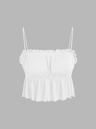 Scoop Neckline Ruffle Trim Cami Top