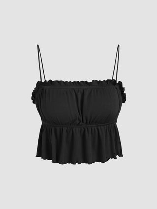 Scoop Neckline Ruffle Trim Cami Top
