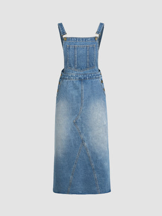 Denim Washed Buckle Midi Dress