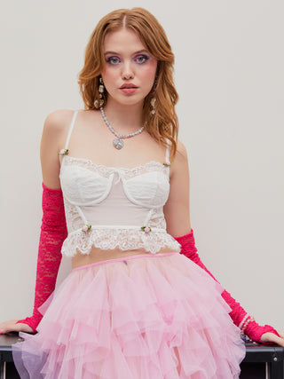 Rosette Lace Crop Tank Top