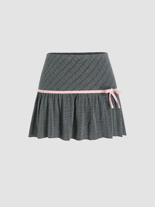Heart Bowknot Knit Mini Skirt