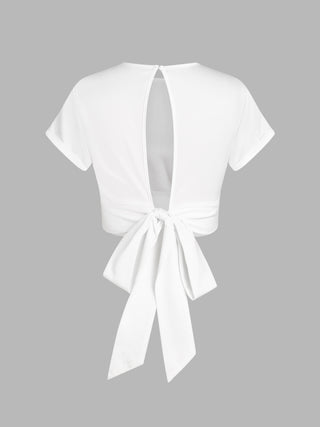 Satin Cut Out Knotted Crop Top