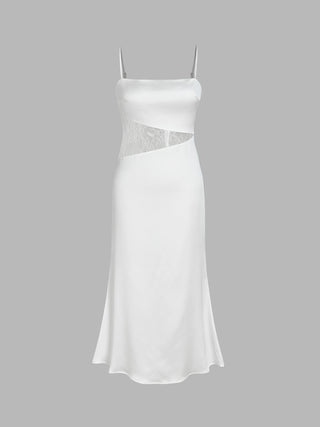 Satin Sheer Lace Mermaid Dress