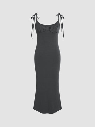 Ruched Knotted Mermaid Midi Dress