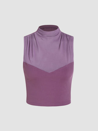 High Neck Ruched Crop Top