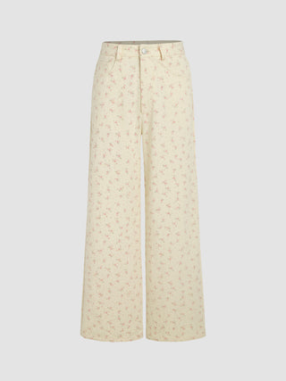 Floral Pocket Straight Leg Trousers
