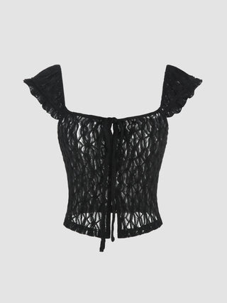 Ruffle Hem Knotted Crop Top