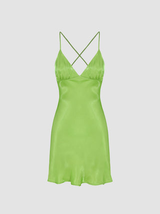Ruffle Hem Tie Back Criss Cross Mini Dress