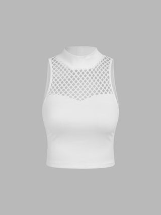 Hollow Out High Neck Crop Top