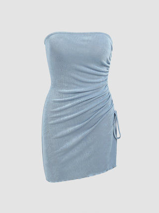 Ruched Knotted Tube Mini Dress
