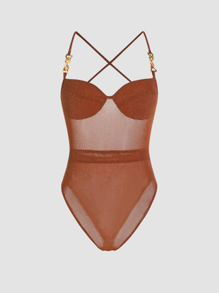 Glitter Sheer Chain Bodysuit