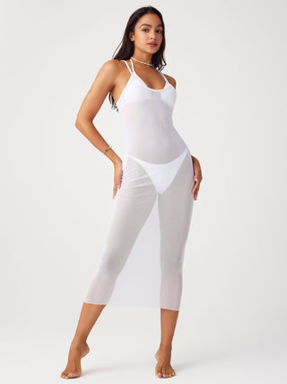 Scoop Neckline Mesh Cover Up Dress