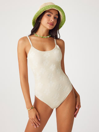 Floral Texture Shaping One Piece Swimsuit