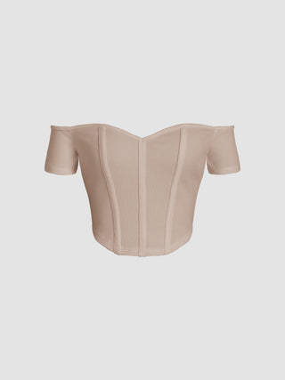Off-shoulder Corset Short Sleeve Top