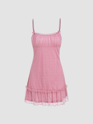 Floral Mesh Ruched Mini Dress