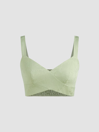 Shirred Jacquard Crop Cami Top